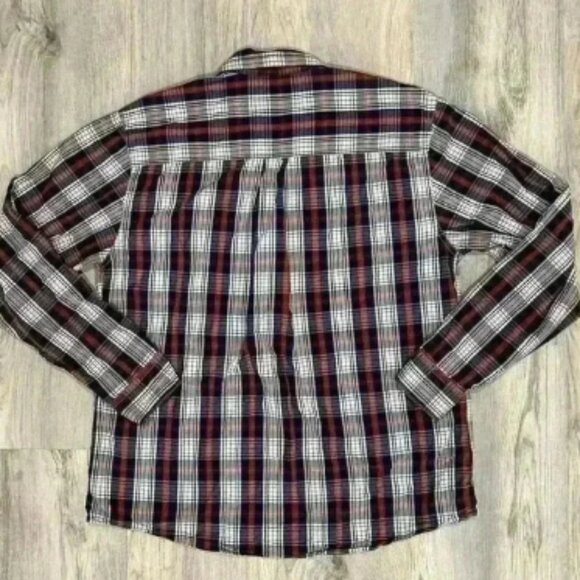 Ruff Hewn Well Worn Men’s Long Sleeve Plaid Button Down Shirt Navy Orange Size L - Picture 3 of 4